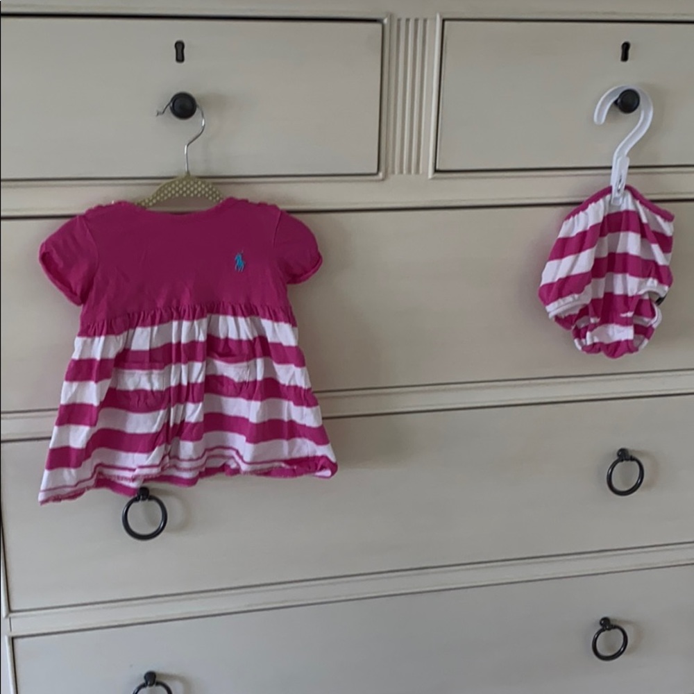 Ralph Lauren pink dress, matching diaper cover, 3M